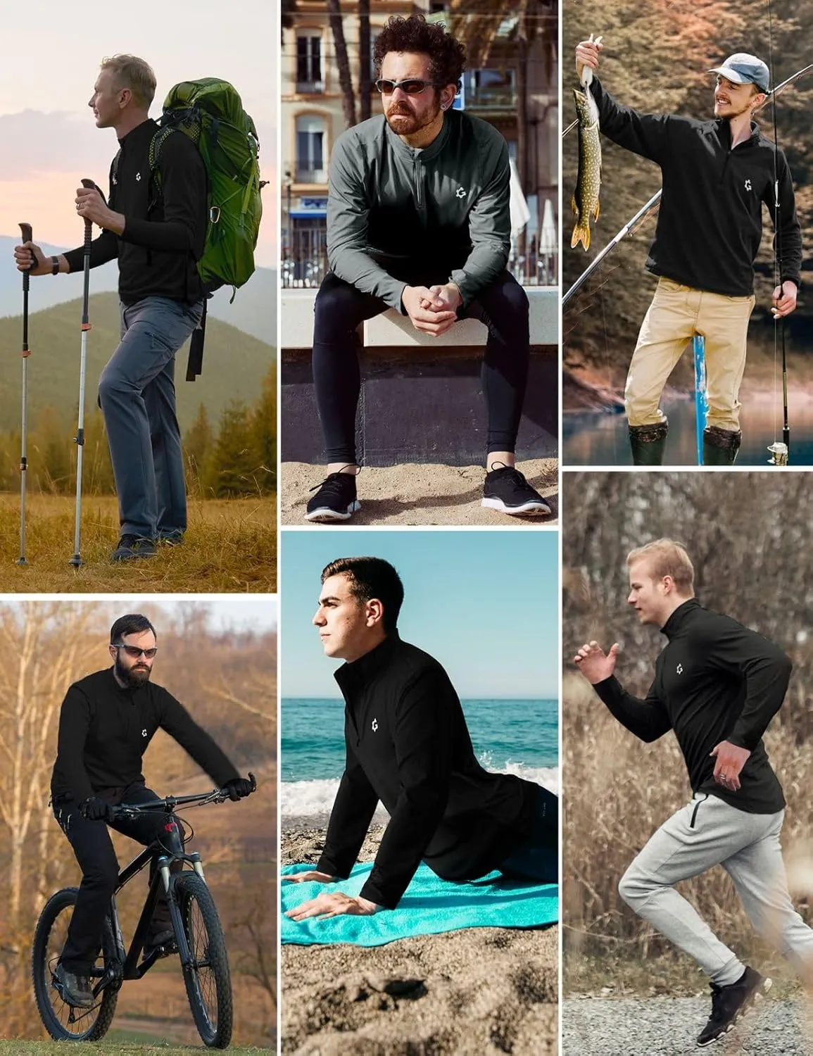 3Pack Quarter Zip Pullover Men Long Sleeve Sweatshirts Running Athletic Golf Gym Shirt Quick Dry