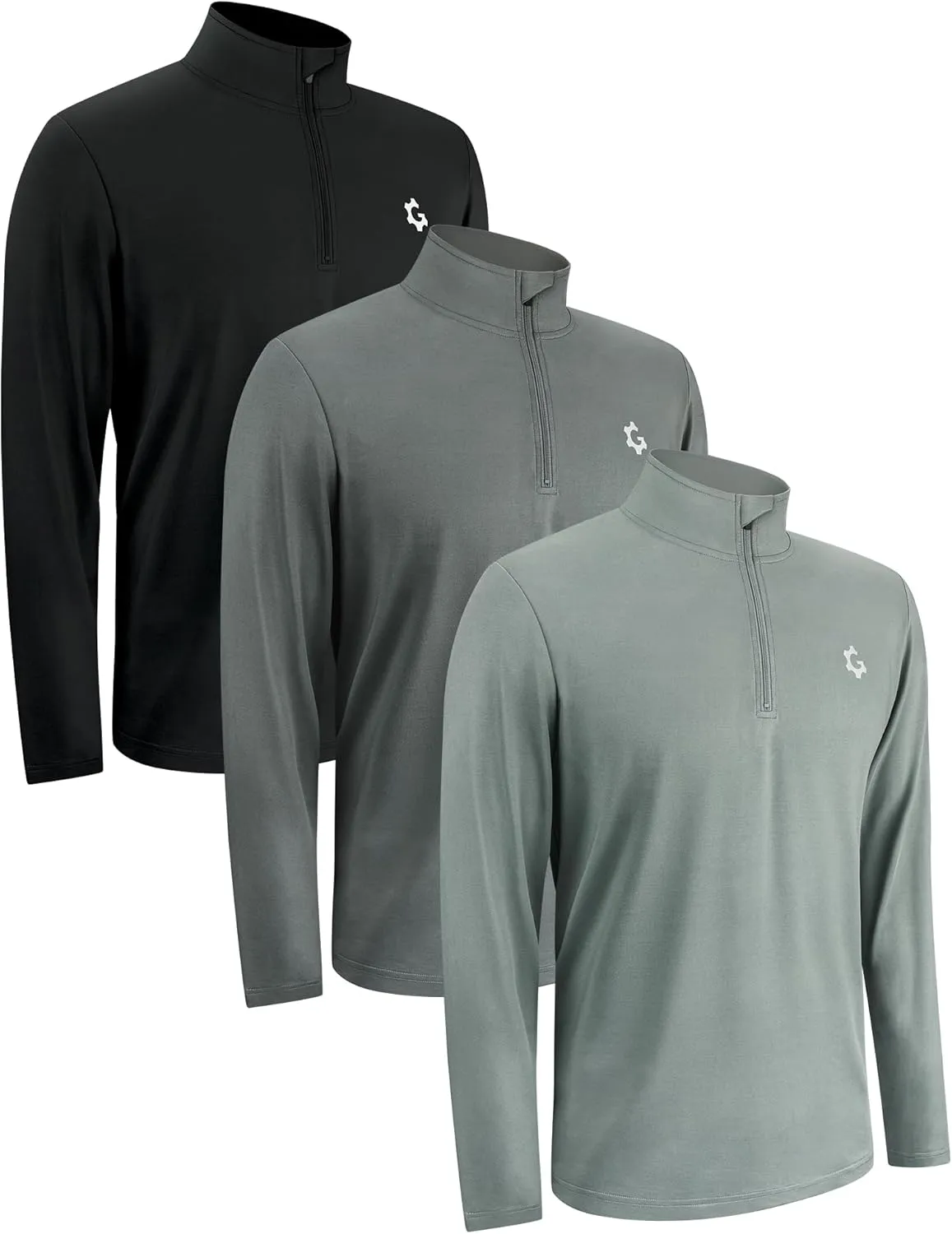3Pack Quarter Zip Pullover Men Long Sleeve Sweatshirts Running Athletic Golf Gym Shirt Quick Dry
