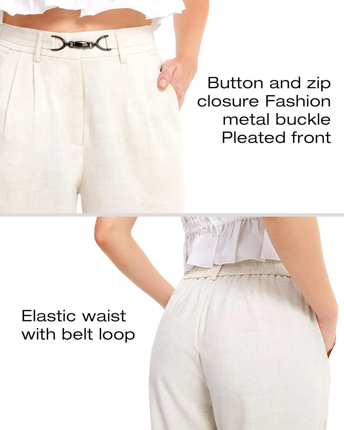 AFITNE Womens Linen Wide Leg Pants High Waist Casual Loose Palazzo Pants with Pockets Flowy Lounge Work Pants 28