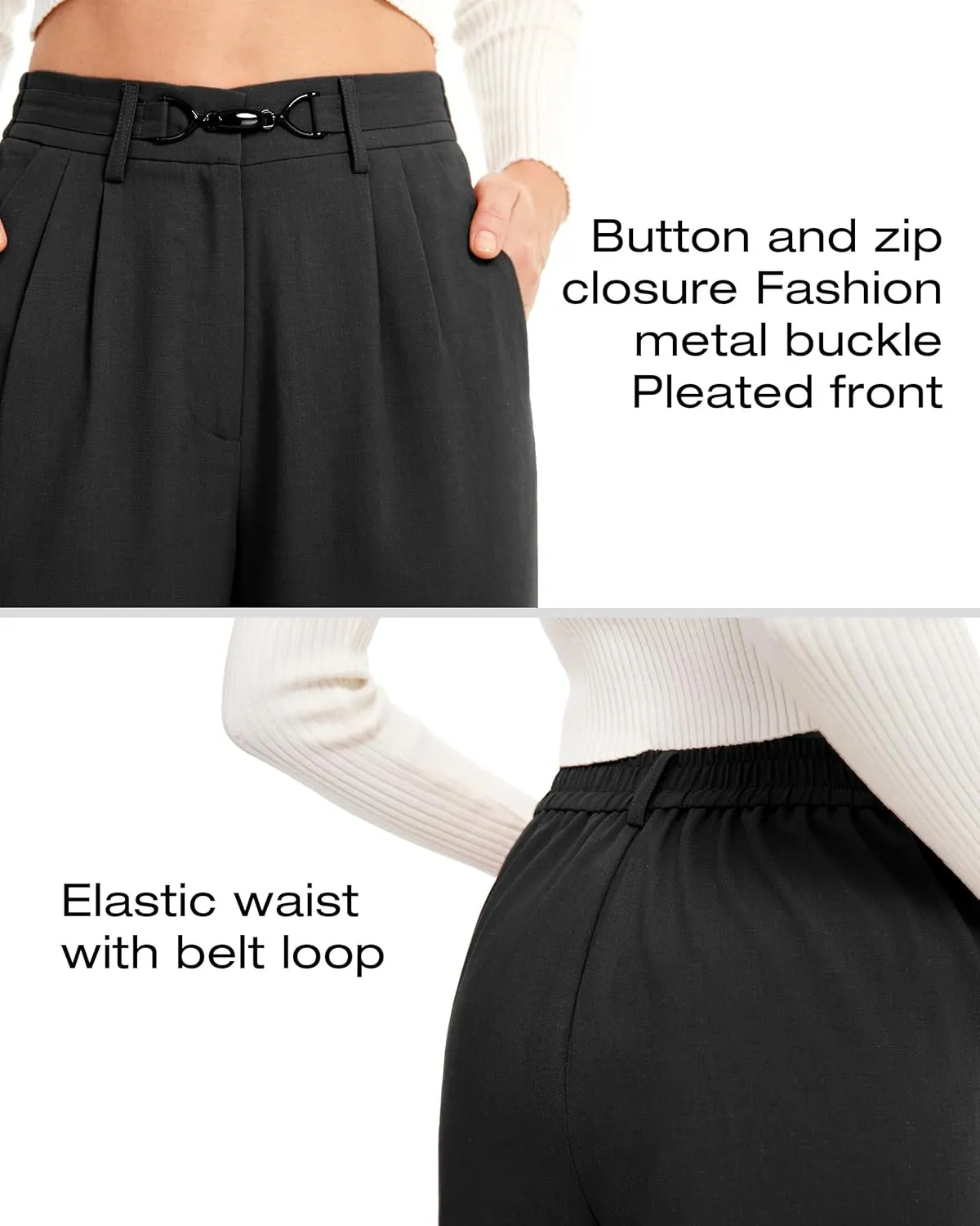 AFITNE Womens Linen Wide Leg Pants High Waist Casual Loose Palazzo Pants with Pockets Flowy Lounge Work Pants 28