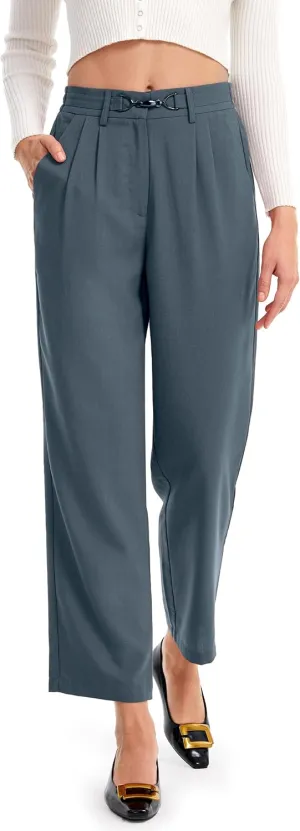 AFITNE Womens Linen Wide Leg Pants High Waist Casual Loose Palazzo Pants with Pockets Flowy Lounge Work Pants 28