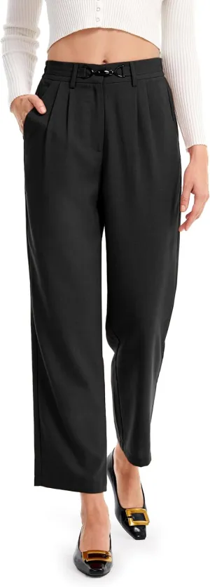 AFITNE Womens Linen Wide Leg Pants High Waist Casual Loose Palazzo Pants with Pockets Flowy Lounge Work Pants 28
