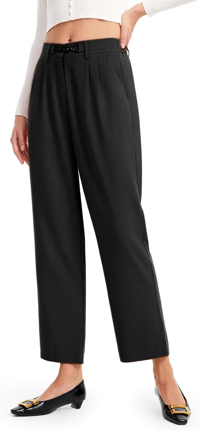 AFITNE Womens Linen Wide Leg Pants High Waist Casual Loose Palazzo Pants with Pockets Flowy Lounge Work Pants 28