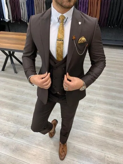 Aidase Three Piece Royal Blue Men Suits Peaked Lapel Custom Made Wedding Tuxedos Slim Fit Male Suits (Jacket   Pants   Vest)