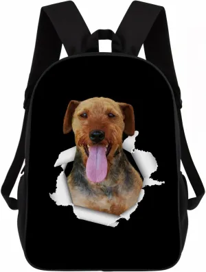 Airedale Backpack Daypack Lovely Dog Print Bookbag Laptop Bag For Work Travel Hiking 17 Inch Black Lightweight Style 2