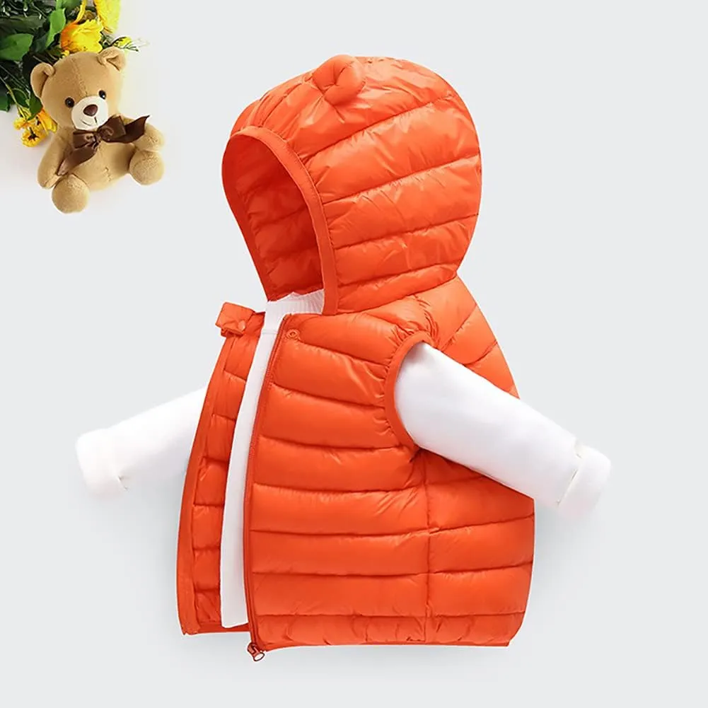 AIWUHE Baby Boys Girls Hooded Puffer Vest Winter Lightweight Sleeveless Bear ears Zipper Up Jacket