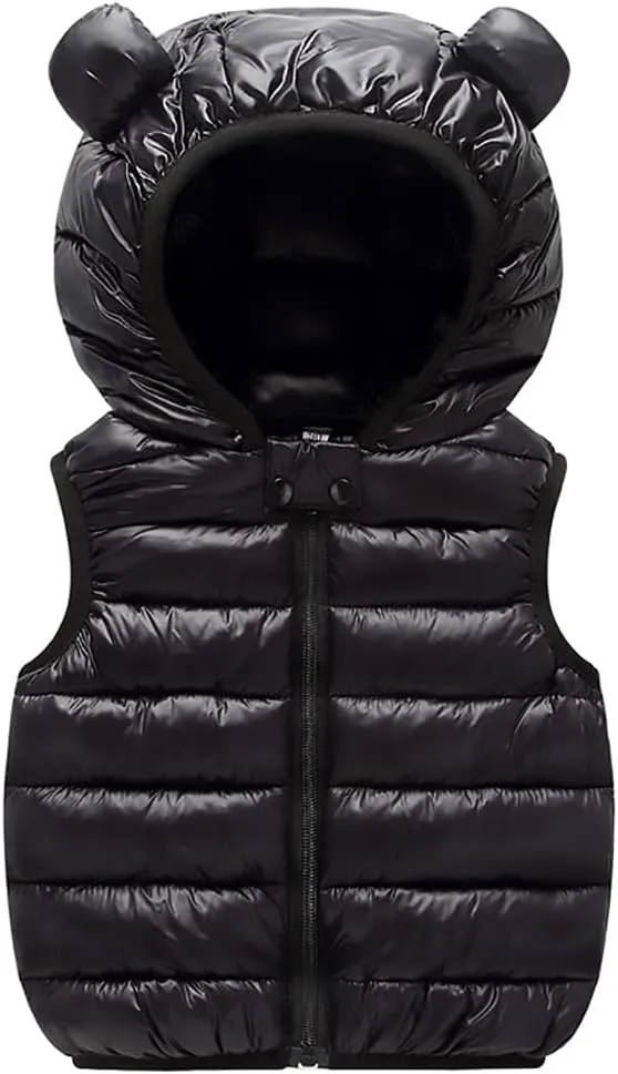 AIWUHE Baby Boys Girls Hooded Puffer Vest Winter Lightweight Sleeveless Bear ears Zipper Up Jacket