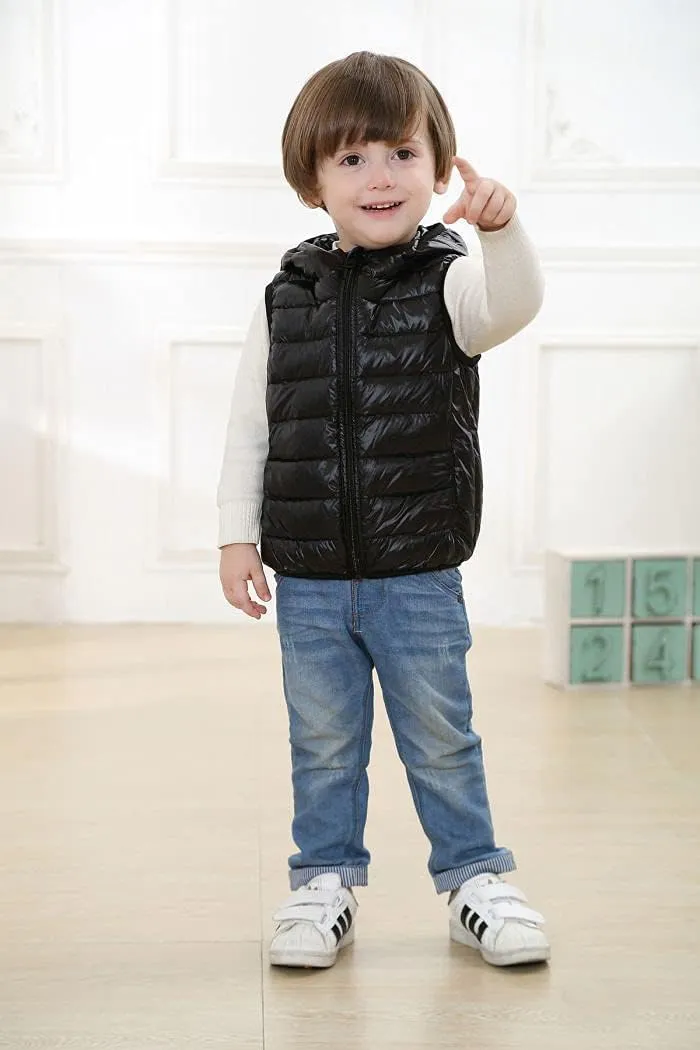 AIWUHE Baby Boys Girls Hooded Puffer Vest Winter Lightweight Sleeveless Bear ears Zipper Up Jacket