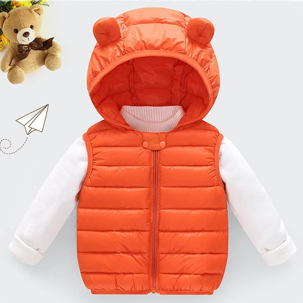 AIWUHE Baby Boys Girls Hooded Puffer Vest Winter Lightweight Sleeveless Bear ears Zipper Up Jacket