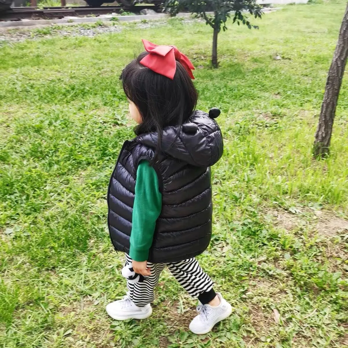 AIWUHE Baby Boys Girls Hooded Puffer Vest Winter Lightweight Sleeveless Bear ears Zipper Up Jacket