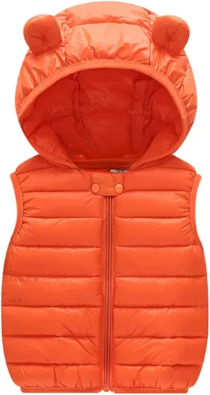 AIWUHE Baby Boys Girls Hooded Puffer Vest Winter Lightweight Sleeveless Bear ears Zipper Up Jacket
