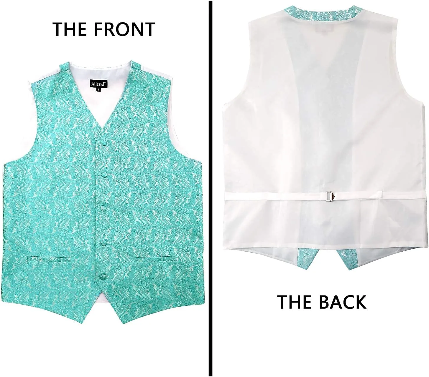 Alizeal Mens Classic 4pc Paisley Jacquard Waistcoat Suit Vest Set