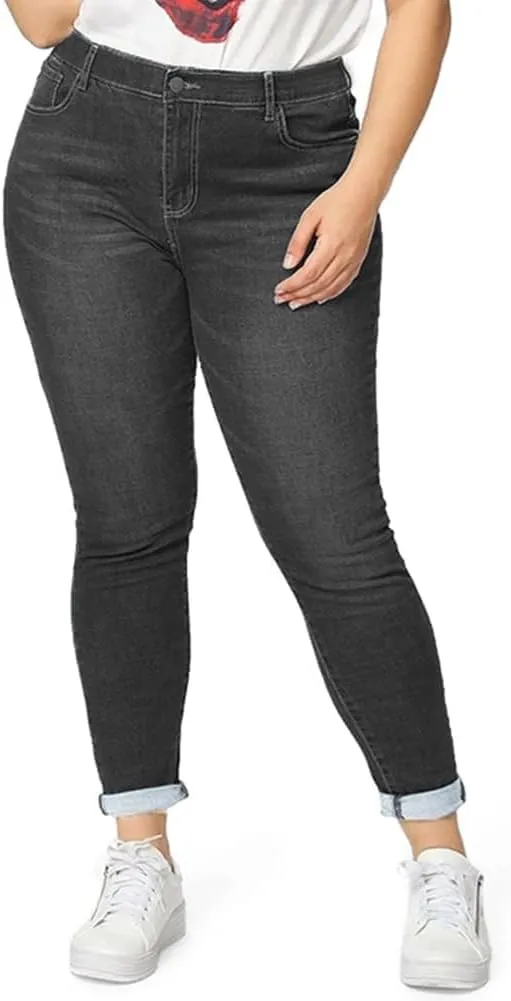 ALLABREVE Womens Plus Size Skinny Jeans Stretchy High Waisted Ankle Jean Ripped Slim Fit Washed Denim Distressed Tight Jean