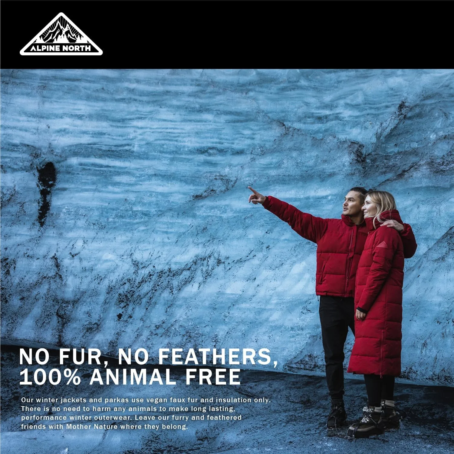 ALPINE NORTH Glacier Womens Vegan Down Winter Coat with Faux Fur Hood - Parka Jacket for Women