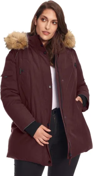 ALPINE NORTH Glacier Womens Vegan Down Winter Coat with Faux Fur Hood - Parka Jacket for Women