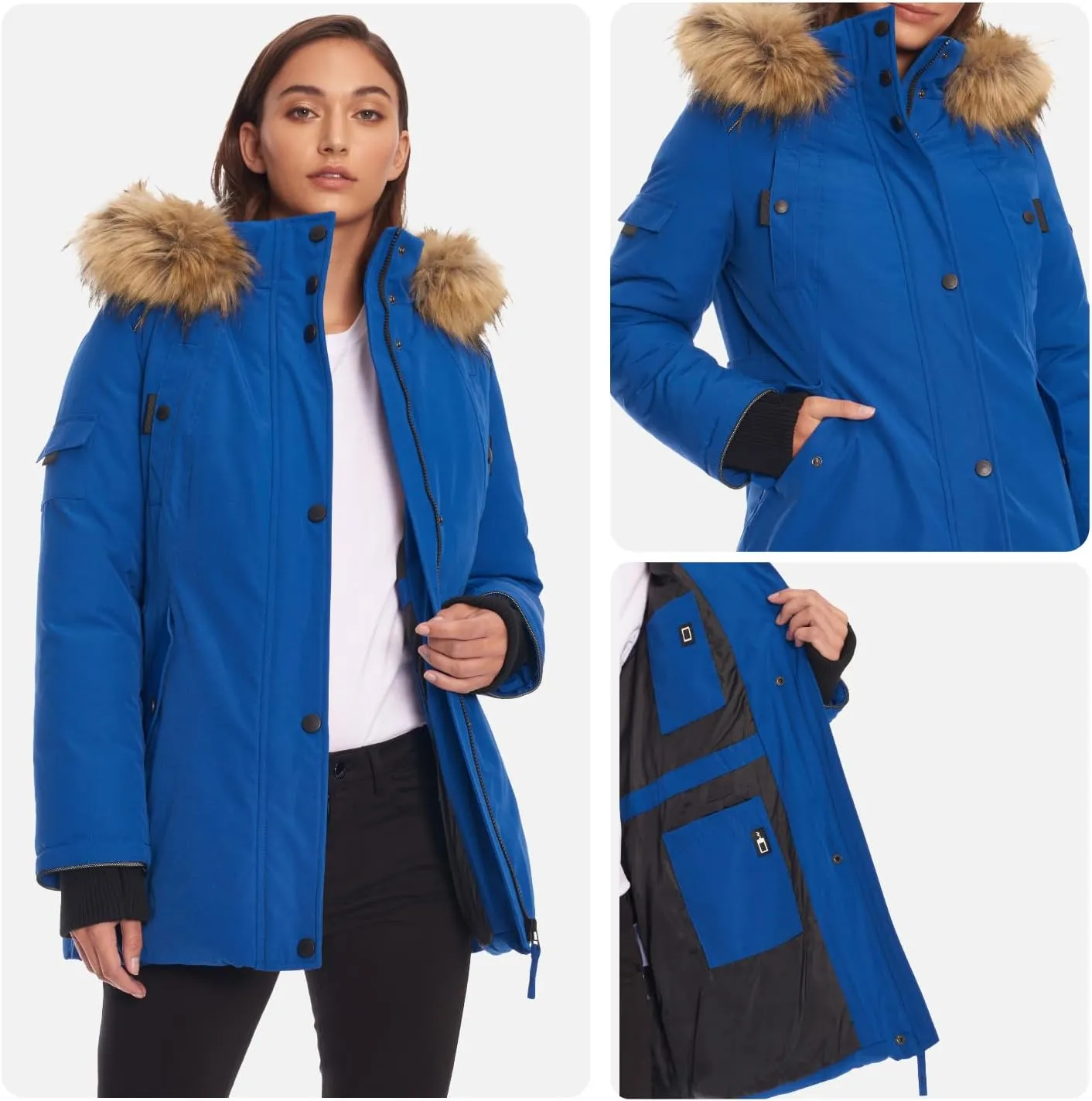 ALPINE NORTH Glacier Womens Vegan Down Winter Coat with Faux Fur Hood - Parka Jacket for Women