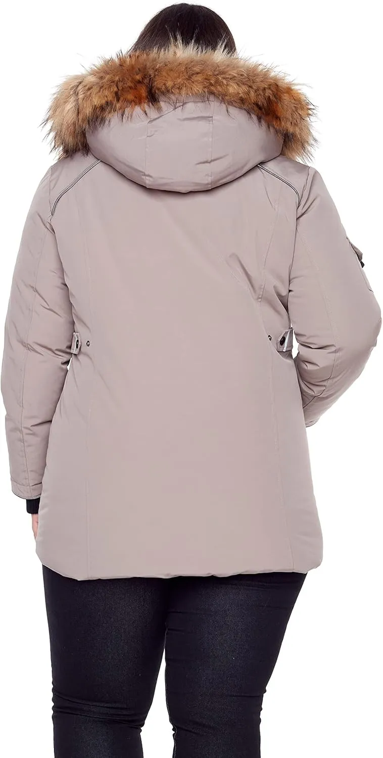 ALPINE NORTH Glacier Womens Vegan Down Winter Coat with Faux Fur Hood - Parka Jacket for Women