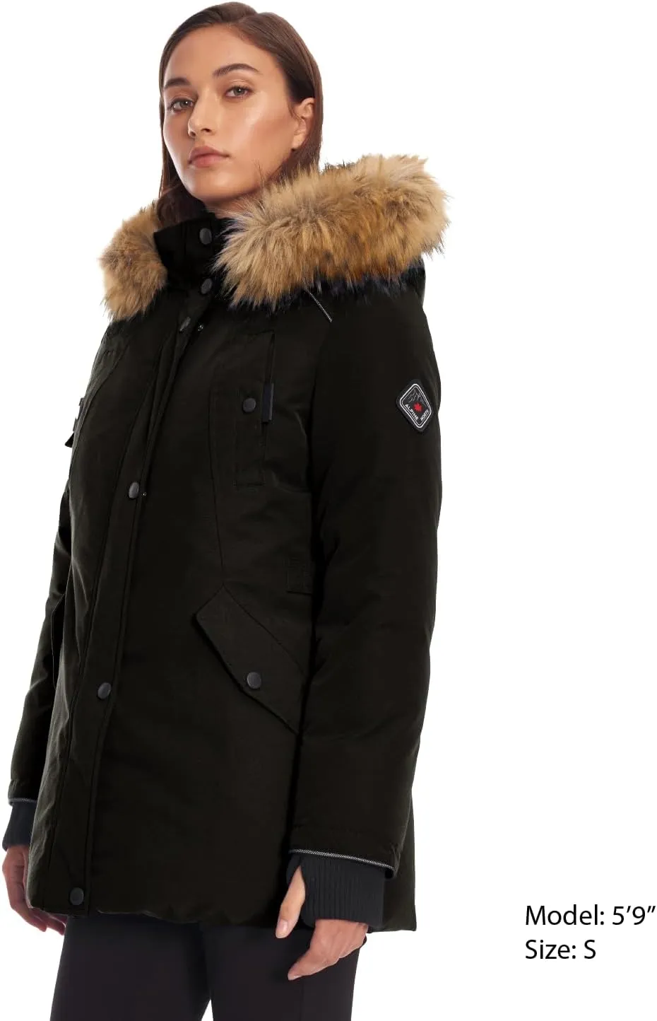 ALPINE NORTH Glacier Womens Vegan Down Winter Coat with Faux Fur Hood - Parka Jacket for Women