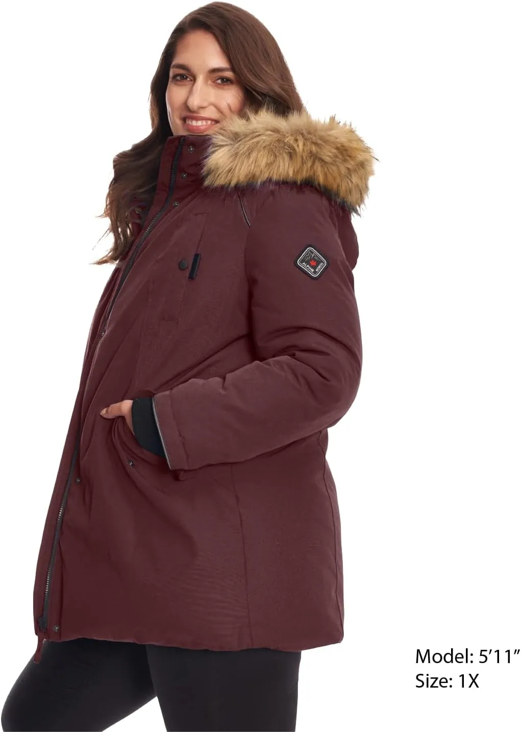 ALPINE NORTH Glacier Womens Vegan Down Winter Coat with Faux Fur Hood - Parka Jacket for Women
