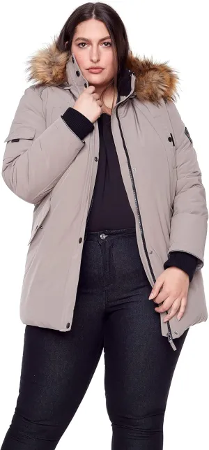 ALPINE NORTH Glacier Womens Vegan Down Winter Coat with Faux Fur Hood - Parka Jacket for Women