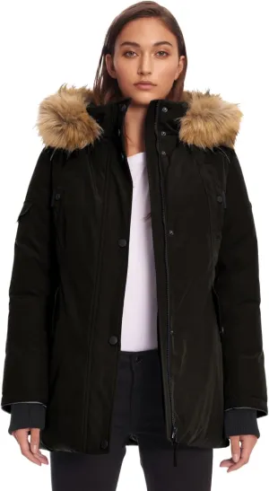 ALPINE NORTH Glacier Womens Vegan Down Winter Coat with Faux Fur Hood - Parka Jacket for Women