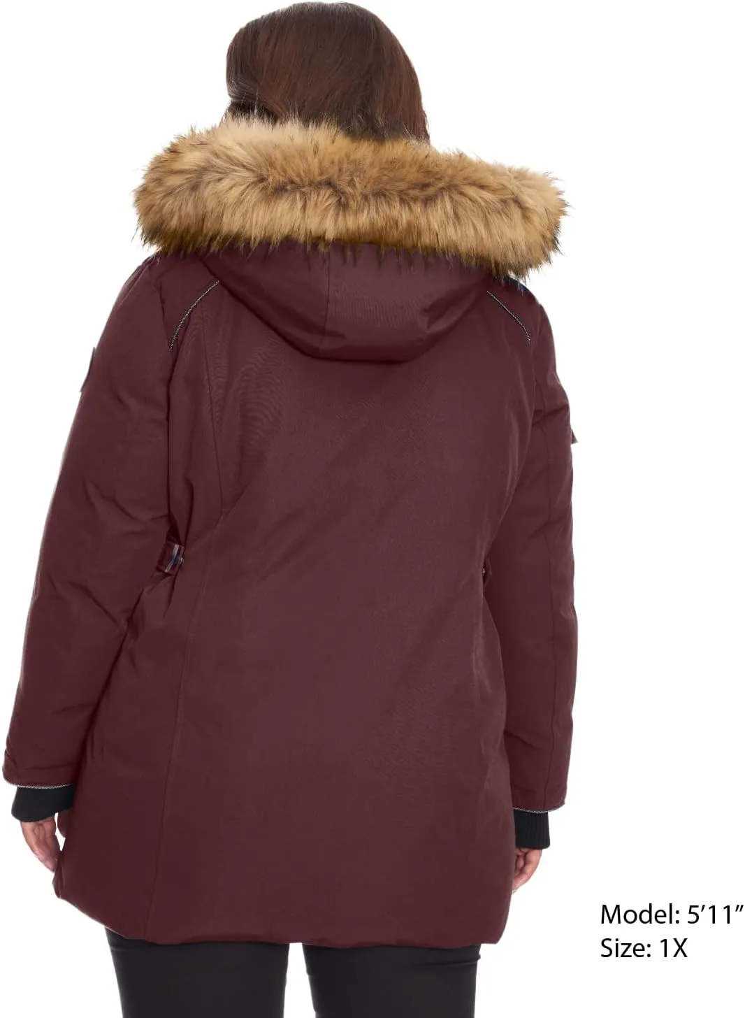 ALPINE NORTH Glacier Womens Vegan Down Winter Coat with Faux Fur Hood - Parka Jacket for Women
