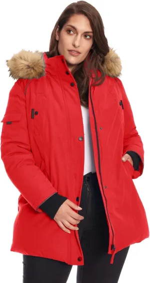 ALPINE NORTH Glacier Womens Vegan Down Winter Coat with Faux Fur Hood - Parka Jacket for Women