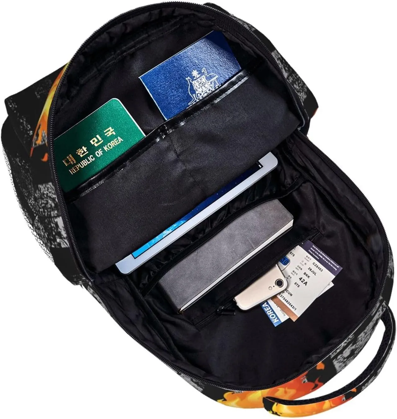 American Flag Flame Volleyball Backpack Casual Pack Bag Laptop Backpack With Side Pocket Front Zipper Pocket Bookpack Travel Daypack Picnic Rucksack