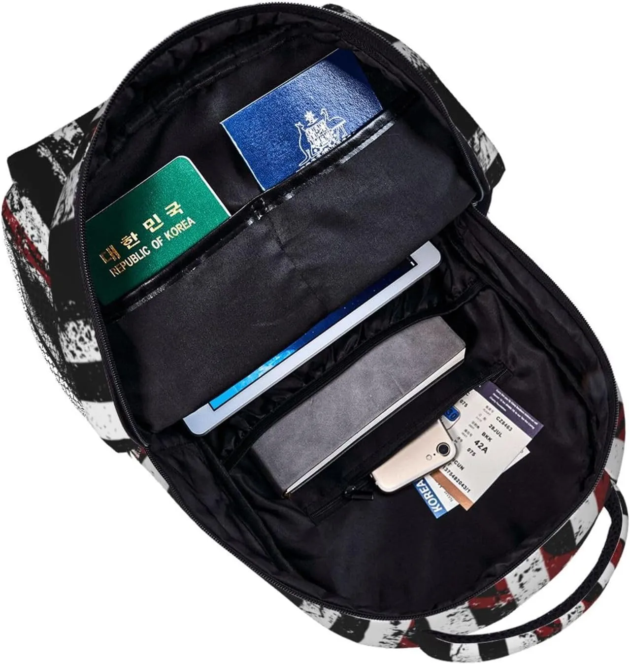 American Flame Axe Firefighter Flag Backpack Casual Pack Bag Laptop Backpack With Side Pocket Front Zipper Pocket Bookpack Travel Daypack Picnic Rucksack