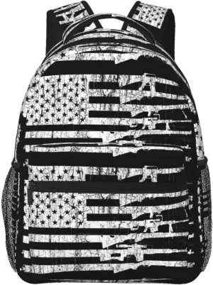 American Patriotic Flag Backpack Casual Pack Bag Laptop Backpack With Side Pocket Front Zipper Pocket Bookpack Travel Daypack Picnic Rucksack