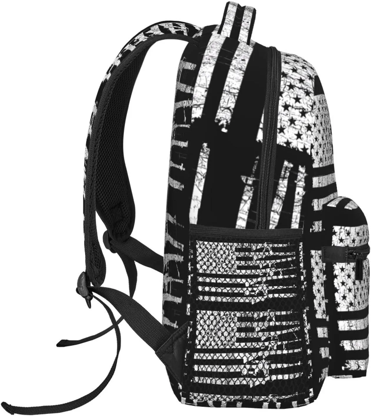 American Patriotic Flag Backpack Casual Pack Bag Laptop Backpack With Side Pocket Front Zipper Pocket Bookpack Travel Daypack Picnic Rucksack