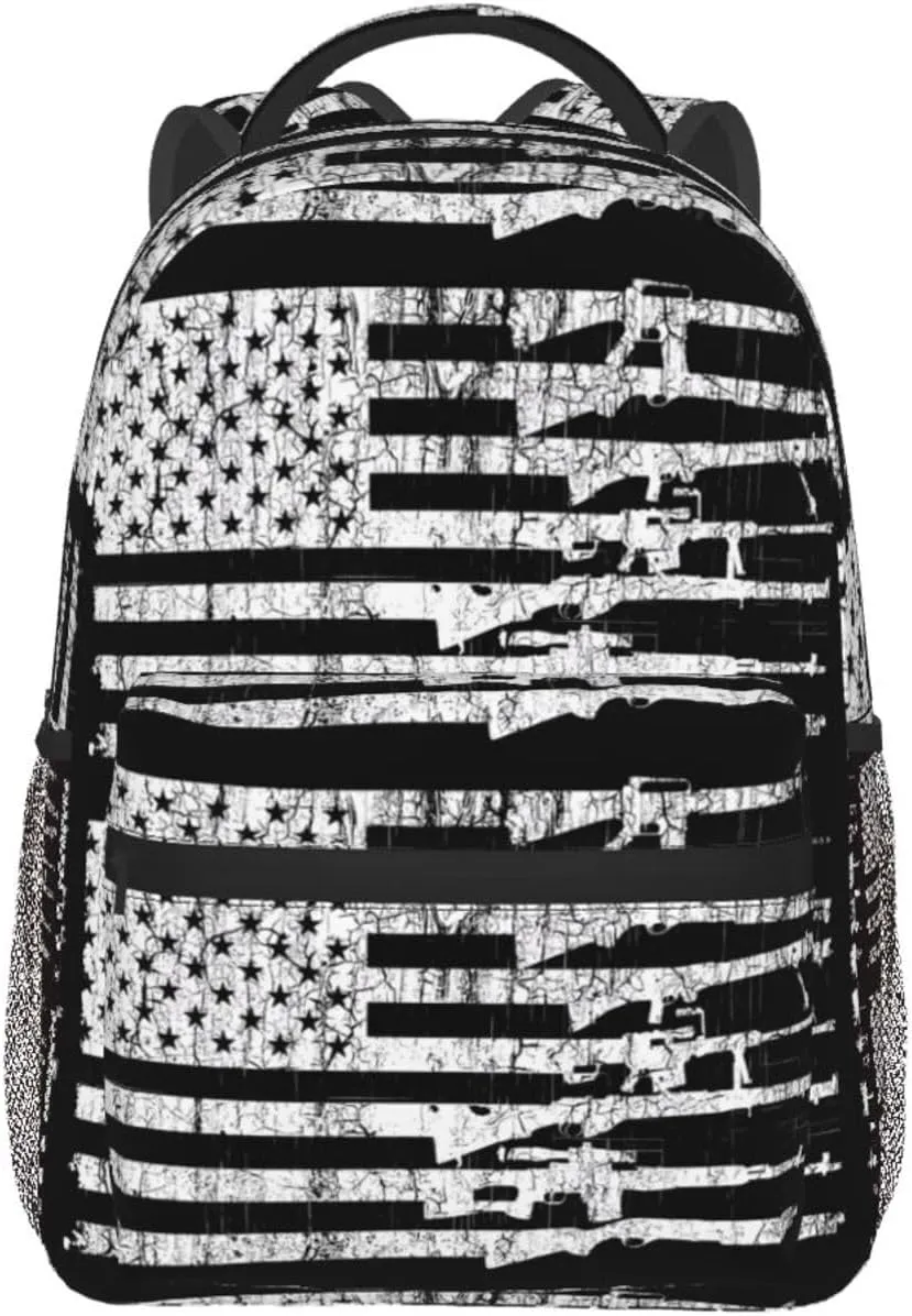 American Patriotic Flag Backpack Casual Pack Bag Laptop Backpack With Side Pocket Front Zipper Pocket Bookpack Travel Daypack Picnic Rucksack