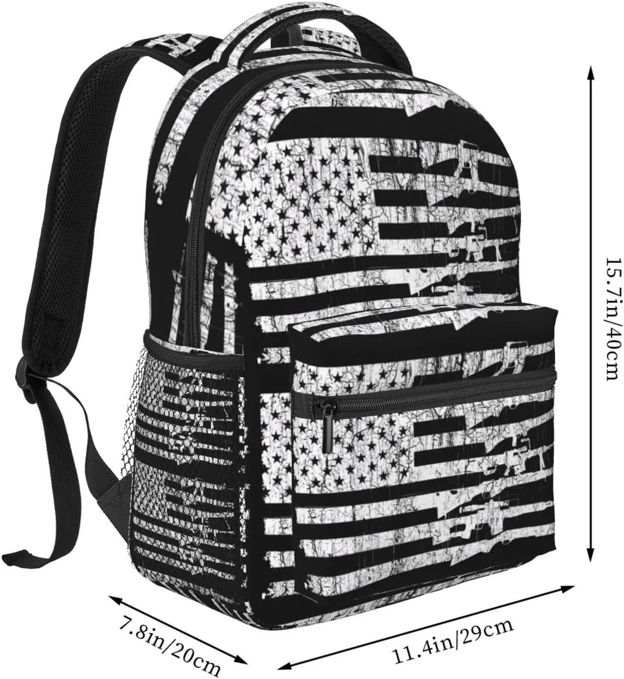 American Patriotic Flag Backpack Casual Pack Bag Laptop Backpack With Side Pocket Front Zipper Pocket Bookpack Travel Daypack Picnic Rucksack