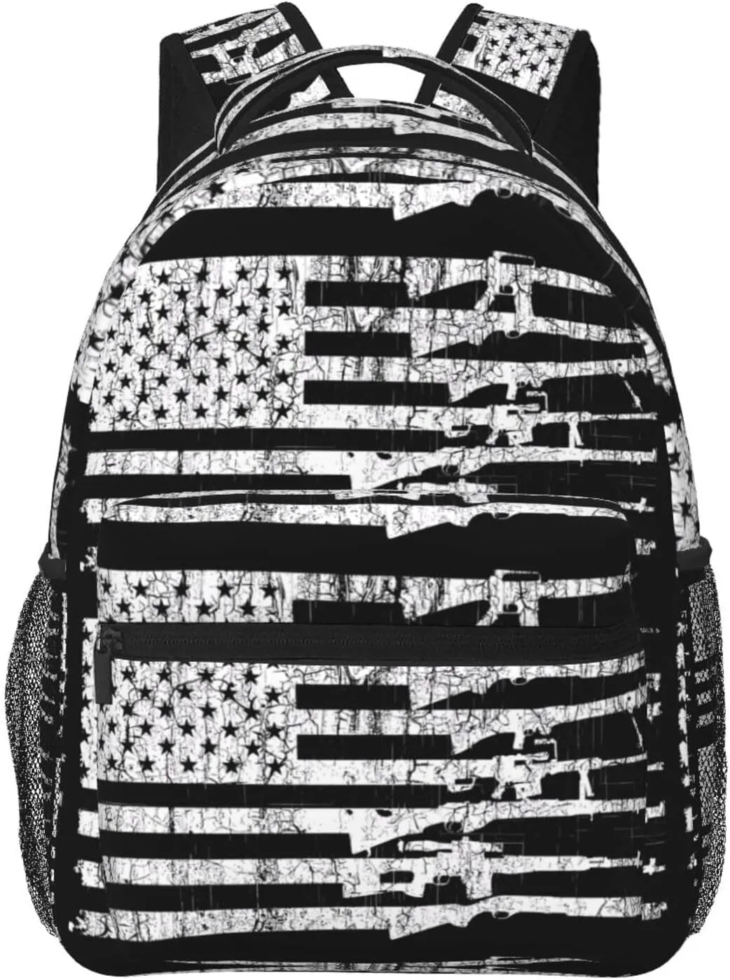American Patriotic Flag Backpack Casual Pack Bag Laptop Backpack With Side Pocket Front Zipper Pocket Bookpack Travel Daypack Picnic Rucksack