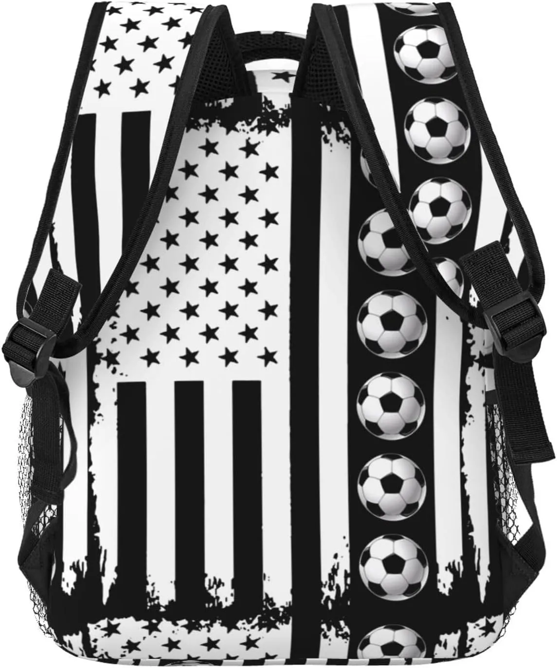 American Soccer Flag Backpack Casual Pack Bag Laptop Backpack With Side Pocket Front Zipper Pocket Bookpack Travel Daypack Picnic Rucksack