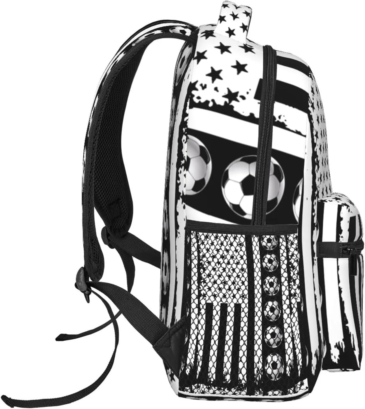 American Soccer Flag Backpack Casual Pack Bag Laptop Backpack With Side Pocket Front Zipper Pocket Bookpack Travel Daypack Picnic Rucksack