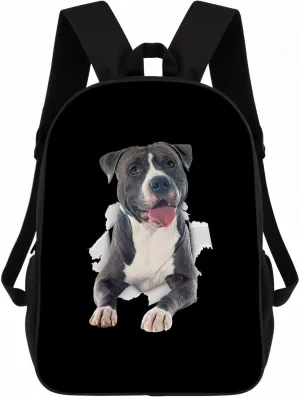 American Staffordshire Terrier Backpack Daypack Lovely Dog Print Bookbag Laptop Bag For Work Travel Hiking 17 Inch Black Lightweight
