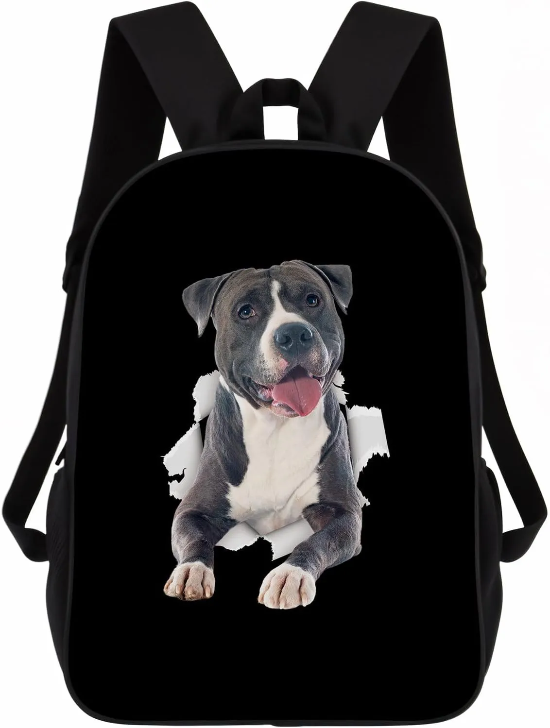 American Staffordshire Terrier Backpack Daypack Lovely Dog Print Bookbag Laptop Bag For Work Travel Hiking 17 Inch Black Lightweight