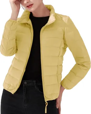 Amxiway Women's Ultra Light Weight Packable Coat Outdoor Puffer Short Down Jacket