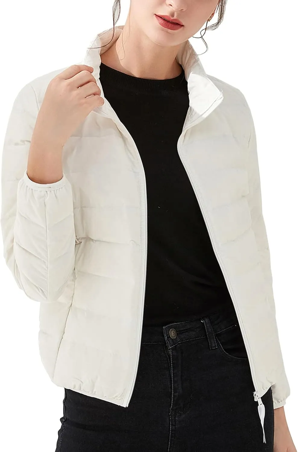 Amxiway Women's Ultra Light Weight Packable Coat Outdoor Puffer Short Down Jacket