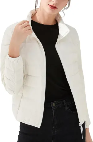 Amxiway Women's Ultra Light Weight Packable Coat Outdoor Puffer Short Down Jacket