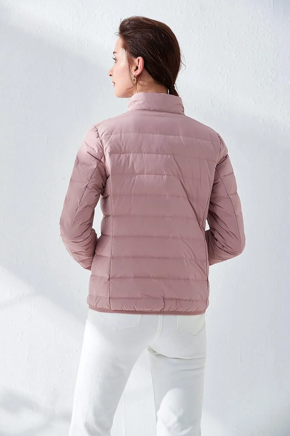 Amxiway Women's Ultra Light Weight Packable Coat Outdoor Puffer Short Down Jacket