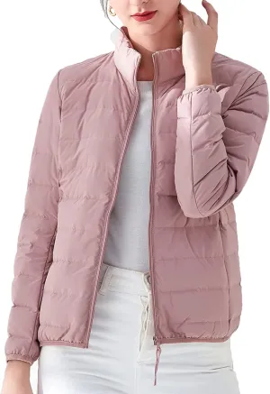 Amxiway Women's Ultra Light Weight Packable Coat Outdoor Puffer Short Down Jacket