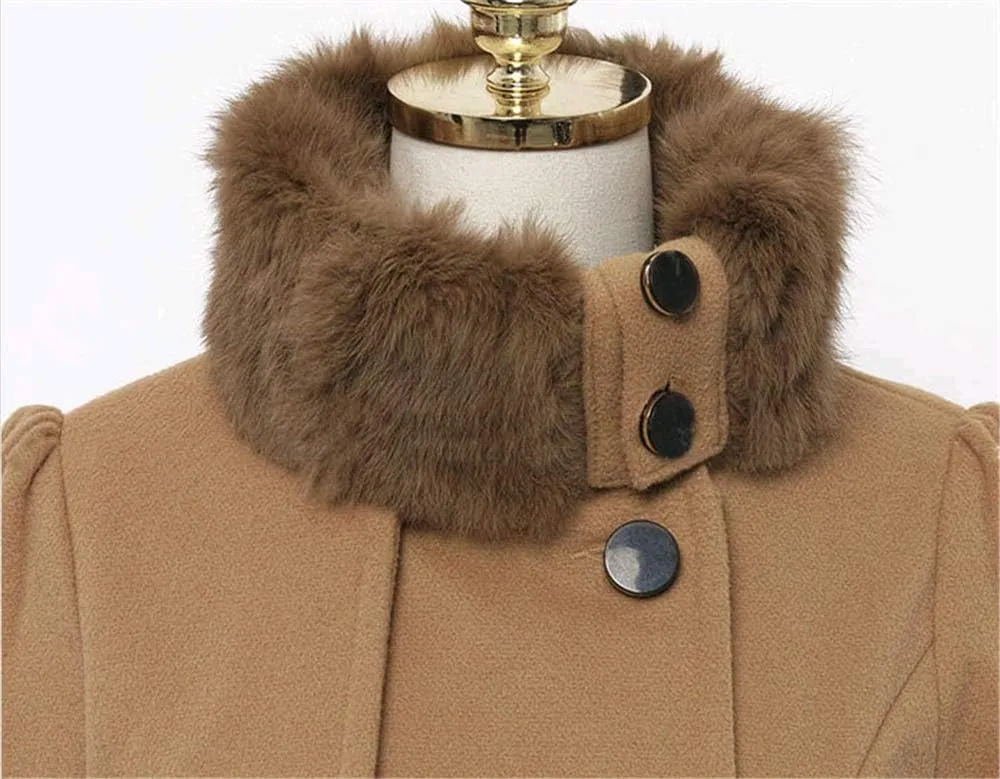 Andongnywell Women's Double Breasted Pea Coat Winter Mid-Long Trench Coat with Belt mid long tweed woollen Overcoats