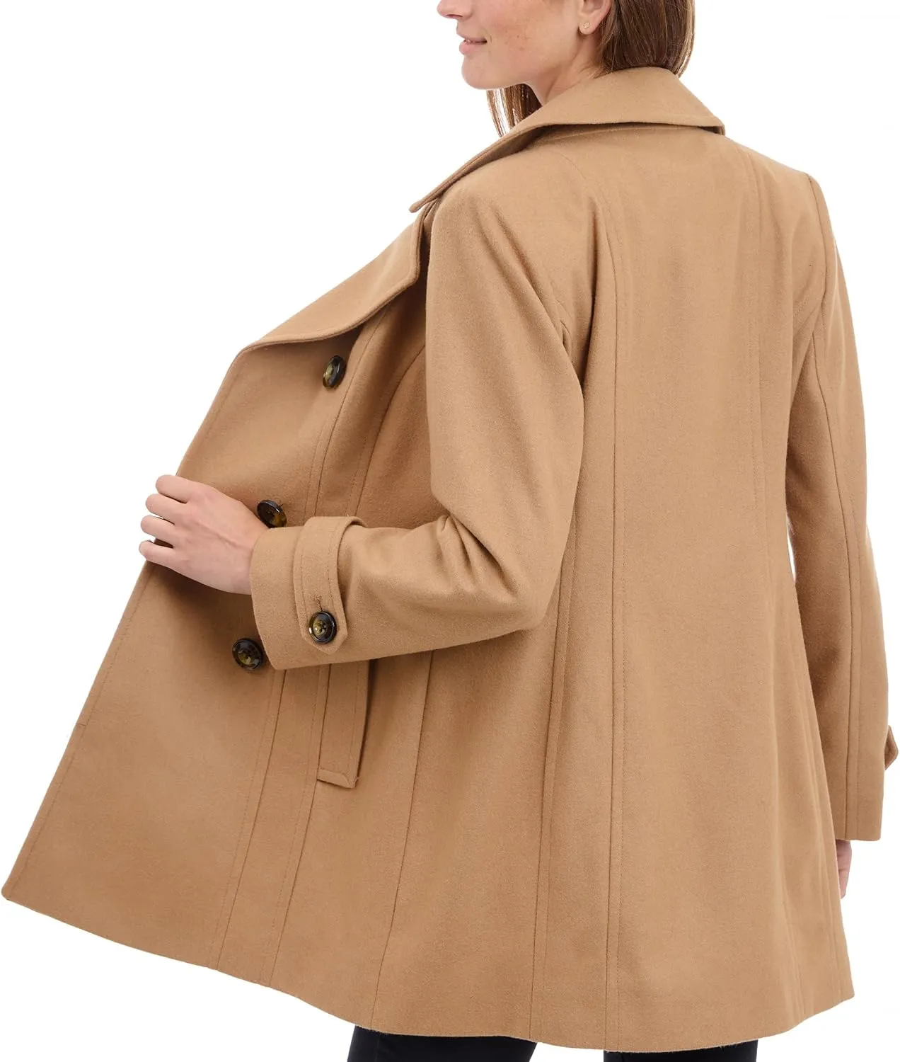 Anne Klein Women's Classic Double Breasted Coat Plus Size