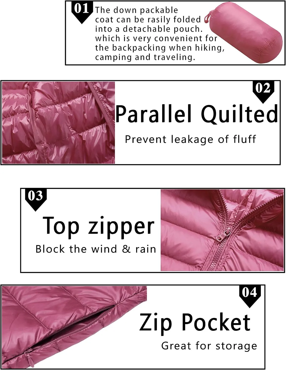 AONTUS Women'sShort Down Jacket Coat Short Outwear Hooded Packable Ultra Light Weight