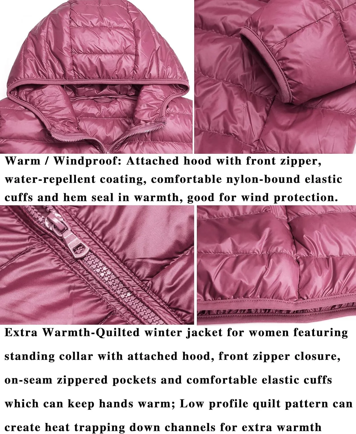 AONTUS Women'sShort Down Jacket Coat Short Outwear Hooded Packable Ultra Light Weight