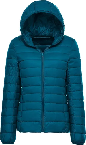 AONTUS Women'sShort Down Jacket Coat Short Outwear Hooded Packable Ultra Light Weight