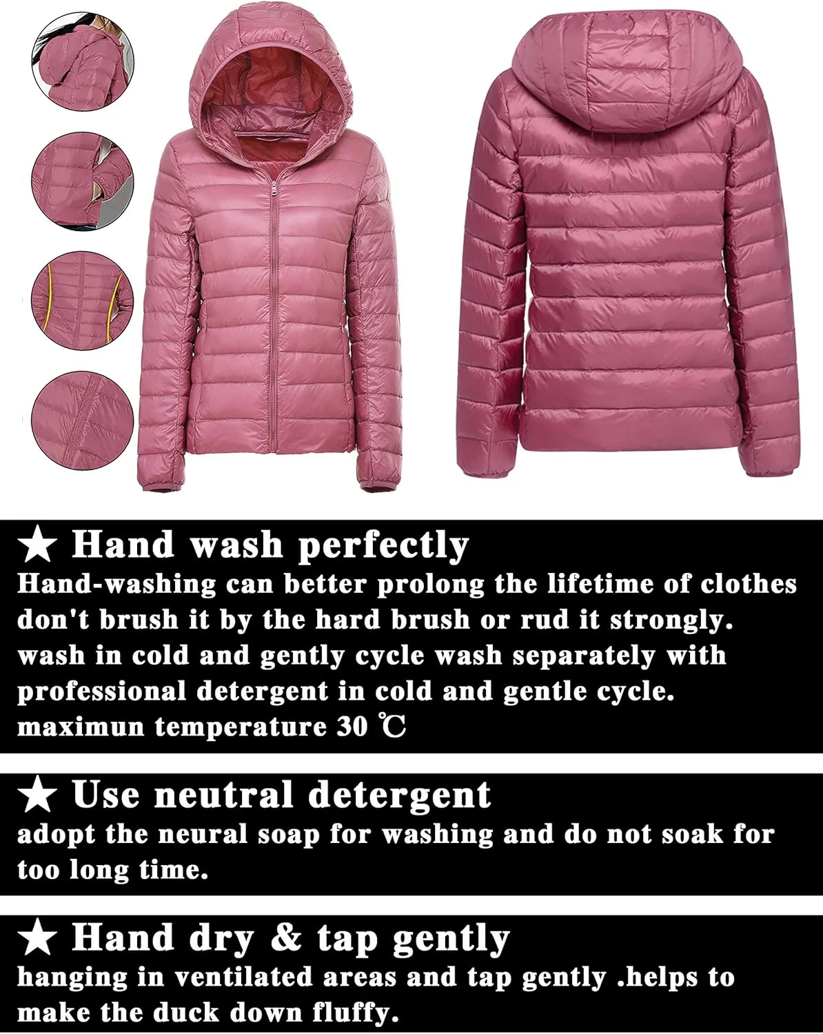 AONTUS Women'sShort Down Jacket Coat Short Outwear Hooded Packable Ultra Light Weight