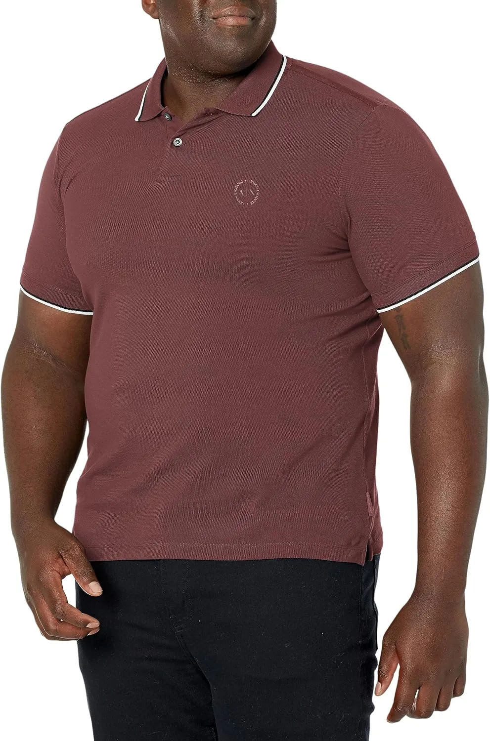 Armani Exchange Men's Classic Cotton Piquet Polo with Tipping